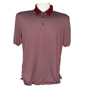 Grand Slam Golf Polo Shirt Mens Large Maroon White Stripes Summer
